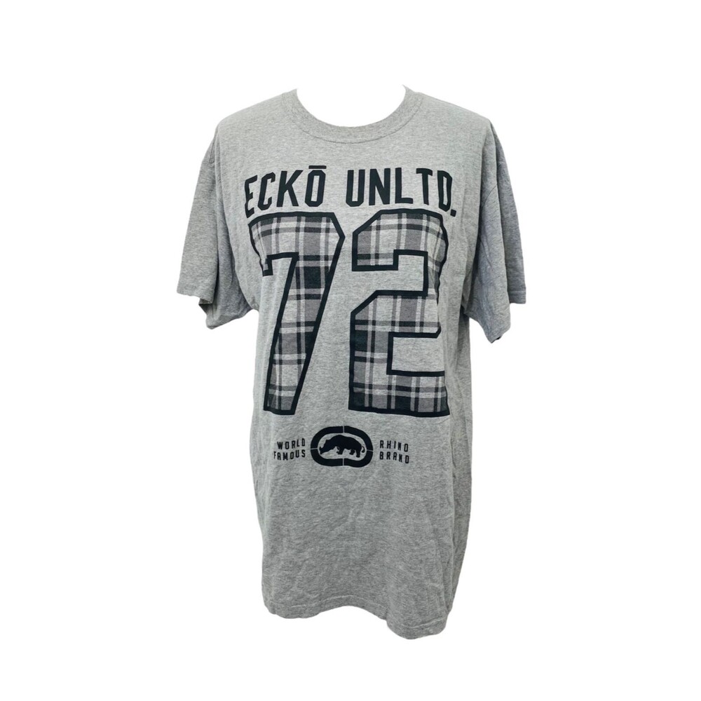 ECKO Unlimited Men’s Shirt Grey and Black Short Sleeve Crew Neck Size Large